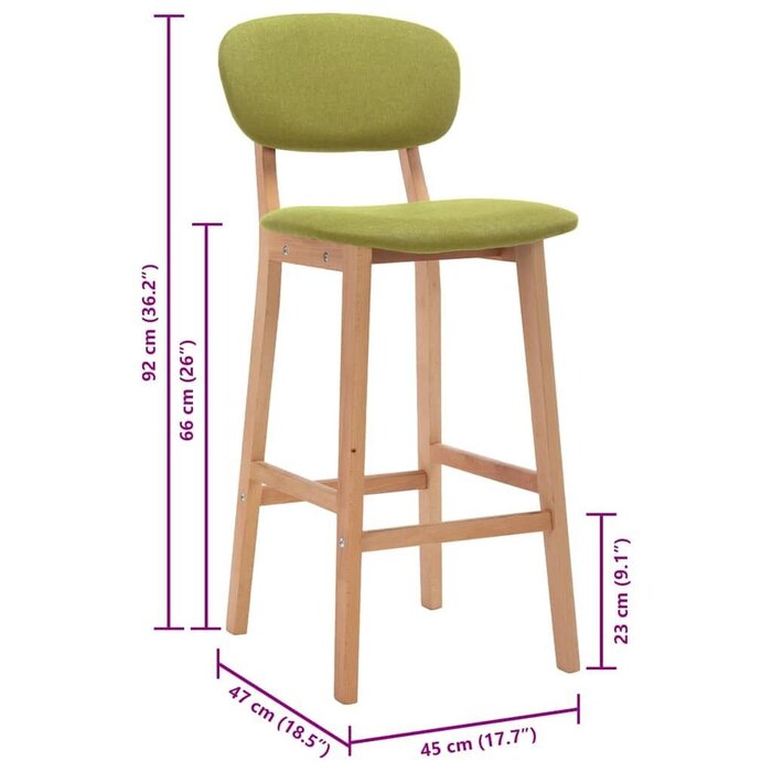 Vidaxl Barhocker 2er Set Stoff Grün 45x47x92cm - 35% Rabatt