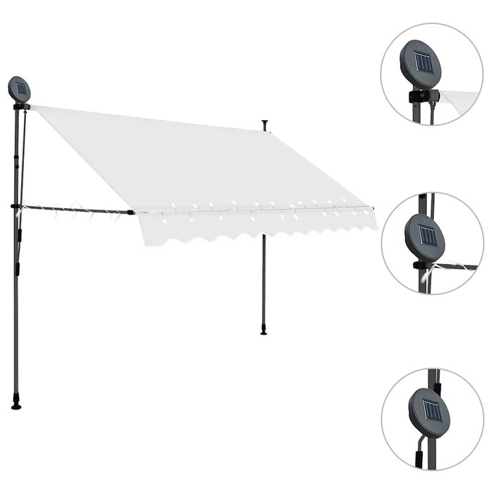 Vidaxl Manuelle Markise 300 cm mit Solar-LED - Creme - 34% Rabatt