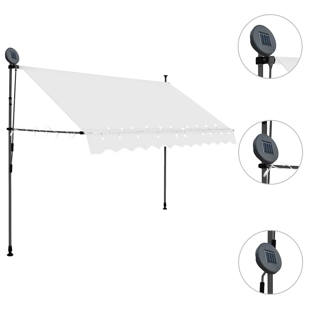 Vidaxl Manuelle Markise 300 cm mit Solar-LED - Creme - 34% Rabatt