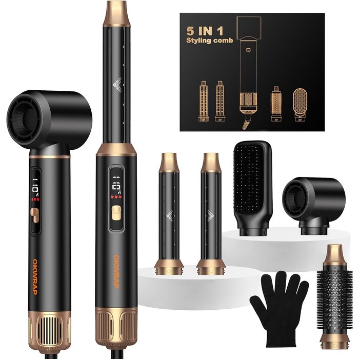 5-in-1 Warmluftbürste 1000W Haartrockner & Styling-Tool - 33% Rabatt