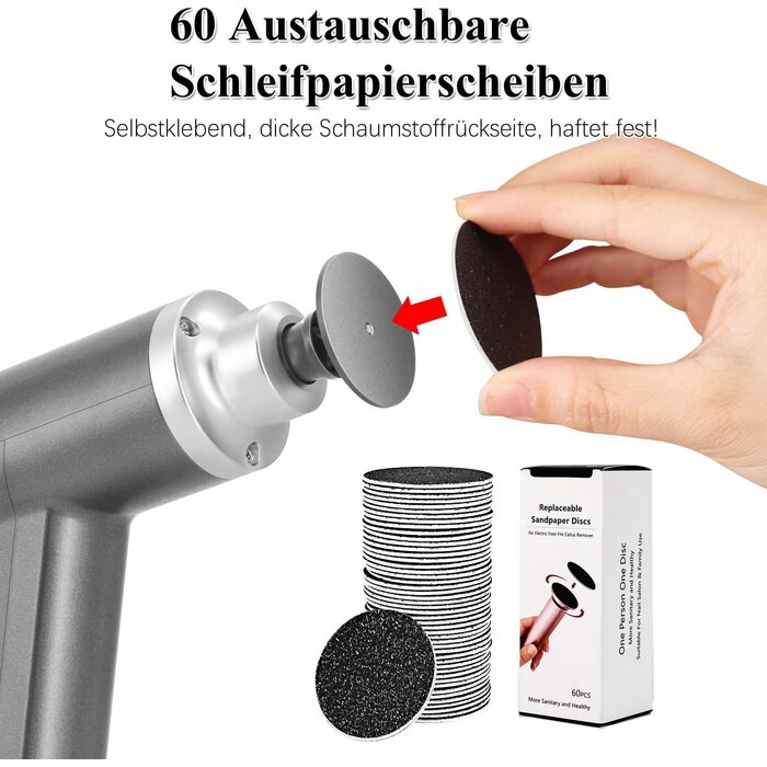 Elektrischer Hornhautentferner FCR-3, 4500 U/min - Grau - 32% Rabatt