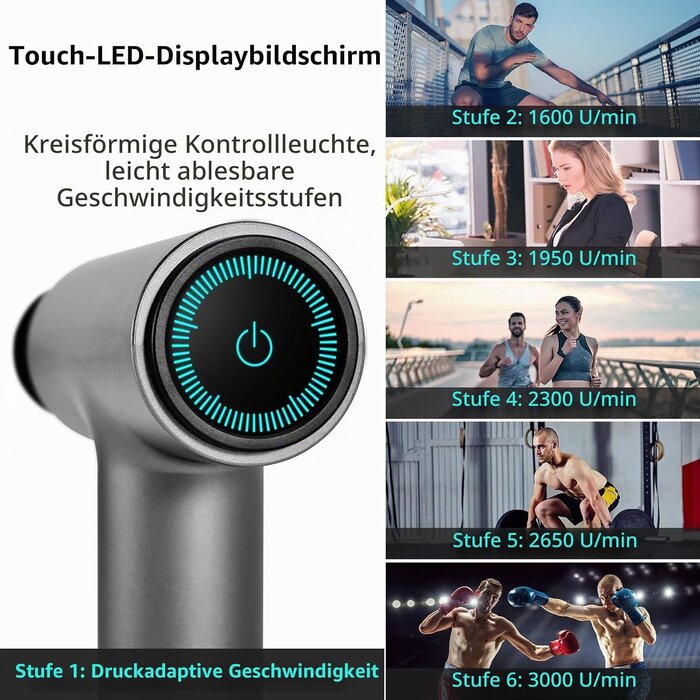 Massagepistole Deep Tissue mit 7 Aufsätzen - Schwarz - 33% Rabatt