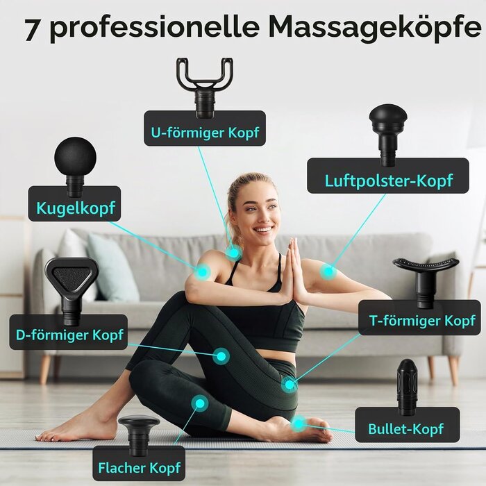 Massagepistole Deep Tissue mit 7 Aufsätzen - Schwarz - 33% Rabatt