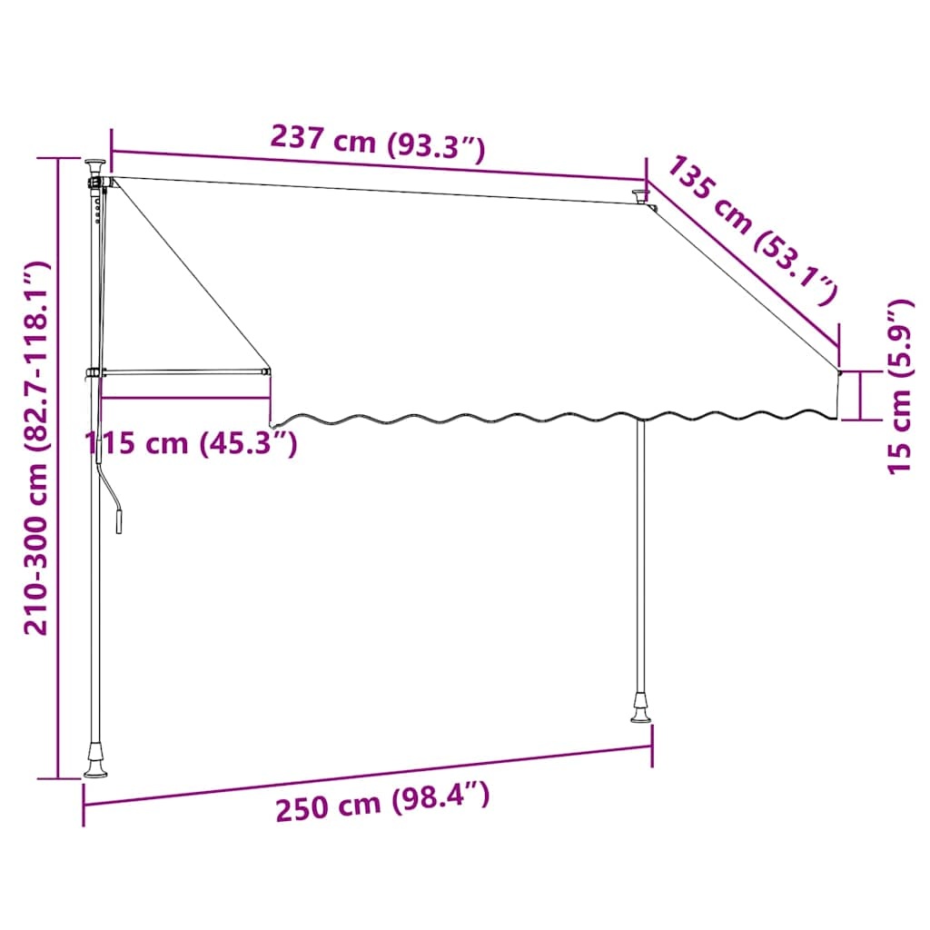 Vidaxl Manuelle Markise 250 cm mit Solar-LED - Creme - 34% Rabatt