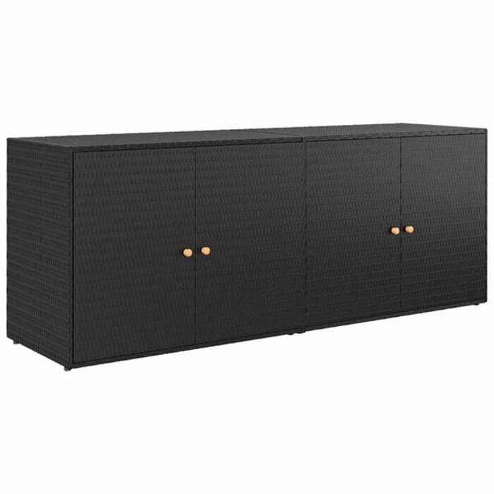 Vidaxl Gartenschrank aus Poly-Rattan 198x55,5x80cm Schwarz - 35% Rabatt
