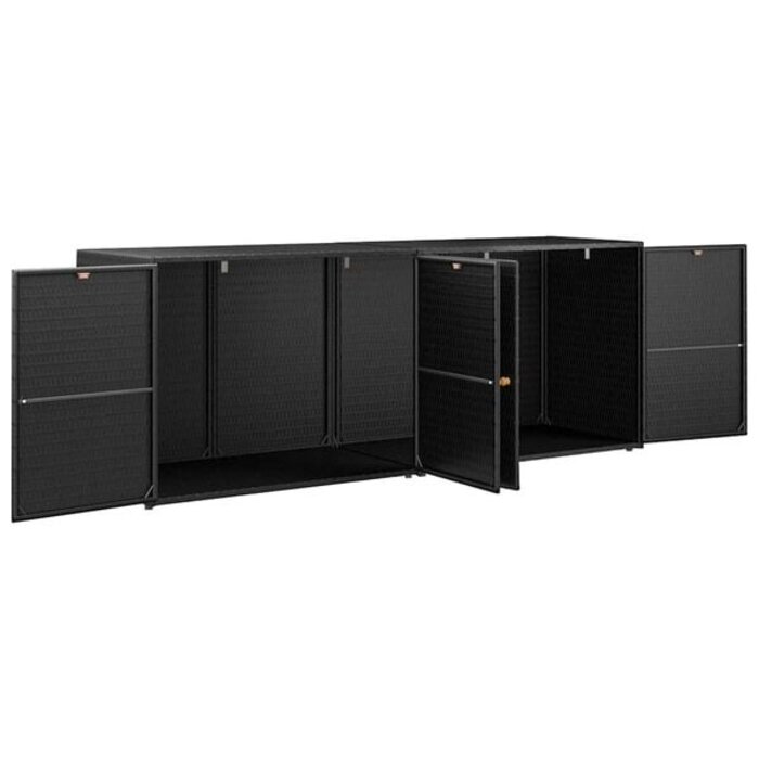 Vidaxl Gartenschrank aus Poly-Rattan 198x55,5x80cm Schwarz - 35% Rabatt
