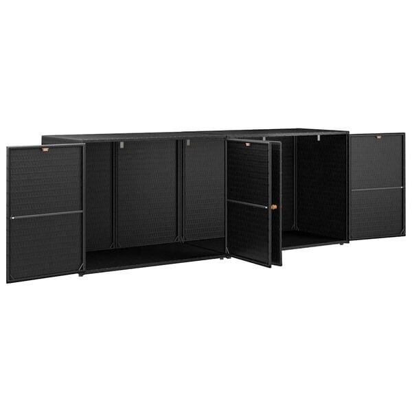Vidaxl Gartenschrank aus Poly-Rattan 198x55,5x80cm Schwarz - 35% Rabatt