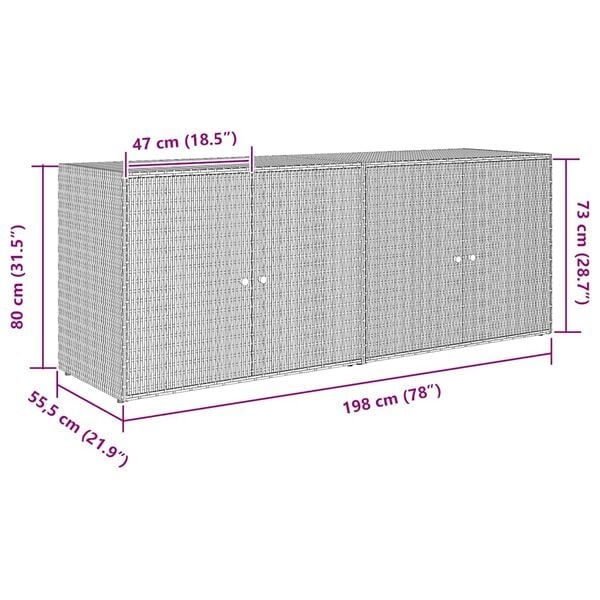 Vidaxl Gartenschrank aus Poly-Rattan 198x55,5x80cm Schwarz - 35% Rabatt