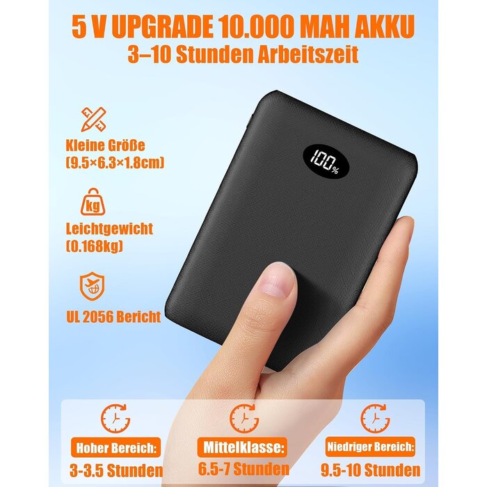 Beheizbares Sitzkissen, 10.000mAh USB-Akku, Faltbar, Schwarz - 33% Rabatt