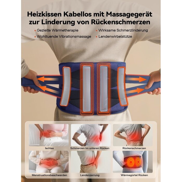 Rückenwärmegürtel mit Massage & Akku - 31% Rabatt - Kabellos & Wohltuend