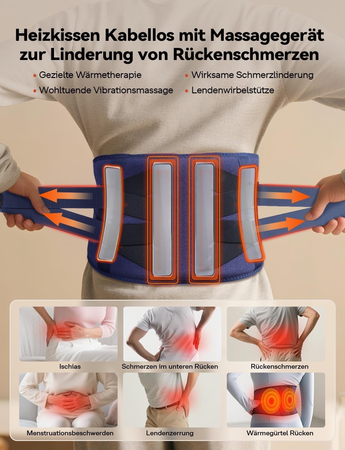 Rückenwärmegürtel mit Massage & Akku - 31% Rabatt - Kabellos & Wohltuend