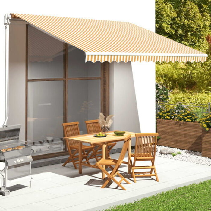Vidaxl Markisenstoff Ersatzbespannung 4x3,5m Gelb-Weiß - 34% Rabatt