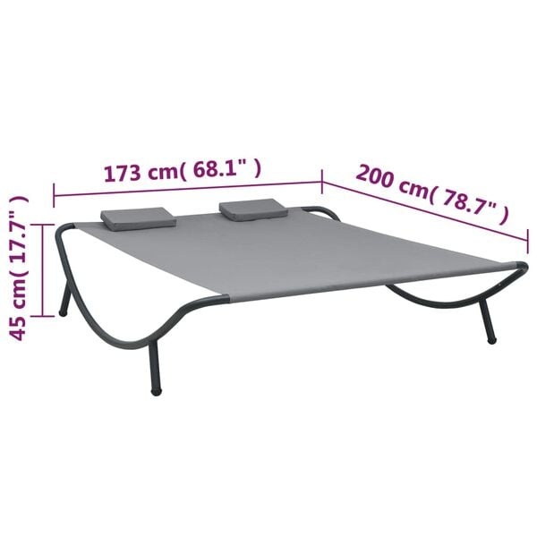 Vidaxl Loungebett Anthrazit 200x173cm - Gartenliege mit 51% Rabatt