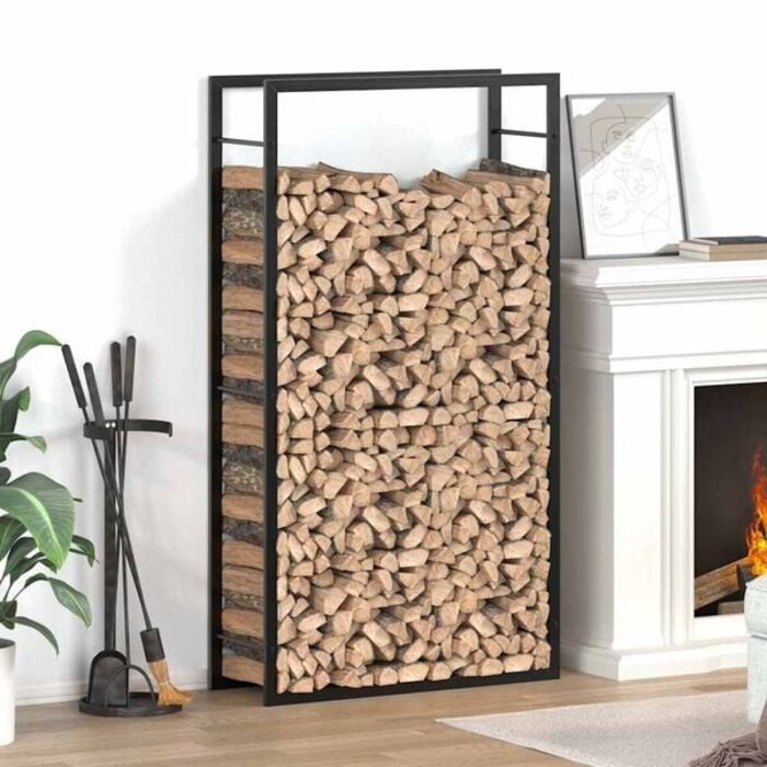 Vidaxl Brennholzregal 80x28x154 cm Stahl mattschwarz - 33% Rabatt