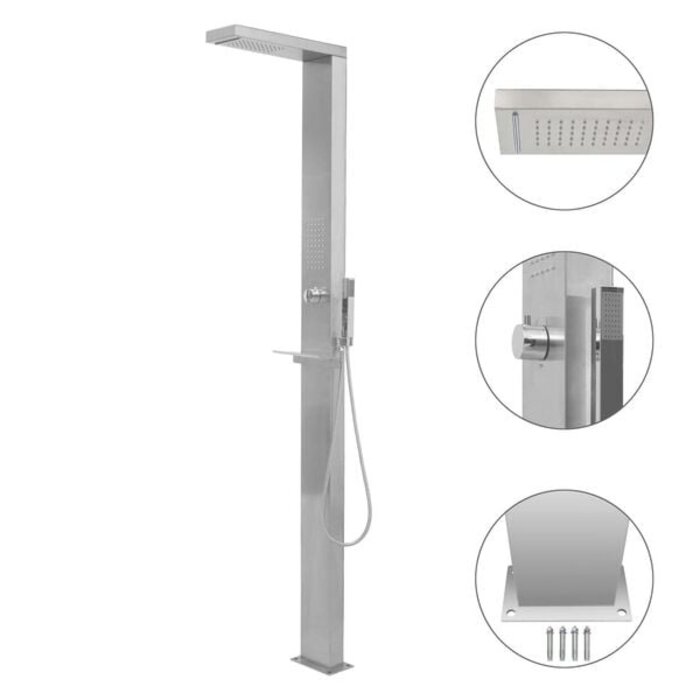 Vidaxl Moderne Gartendusche aus Edelstahl - Quadratisch - 35% Rabatt