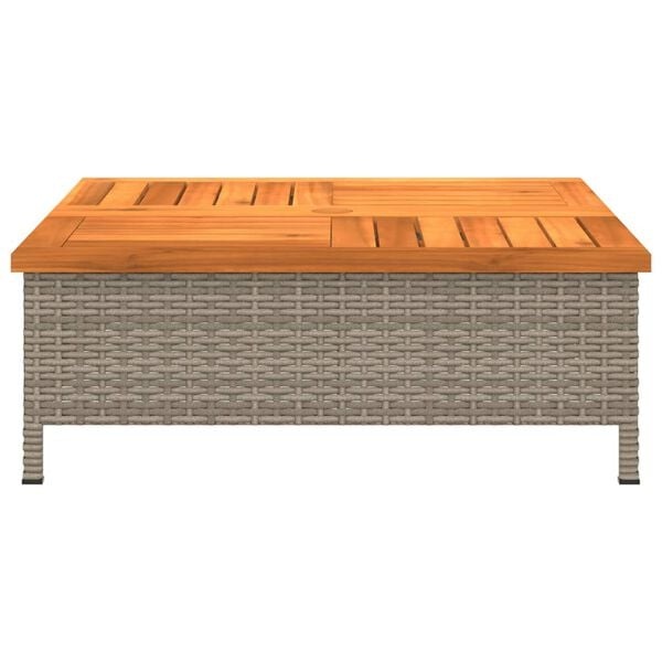 Vidaxl Gartentisch 70x70x25 cm Polyrattan Akazienholz Grau - 34% Rabatt