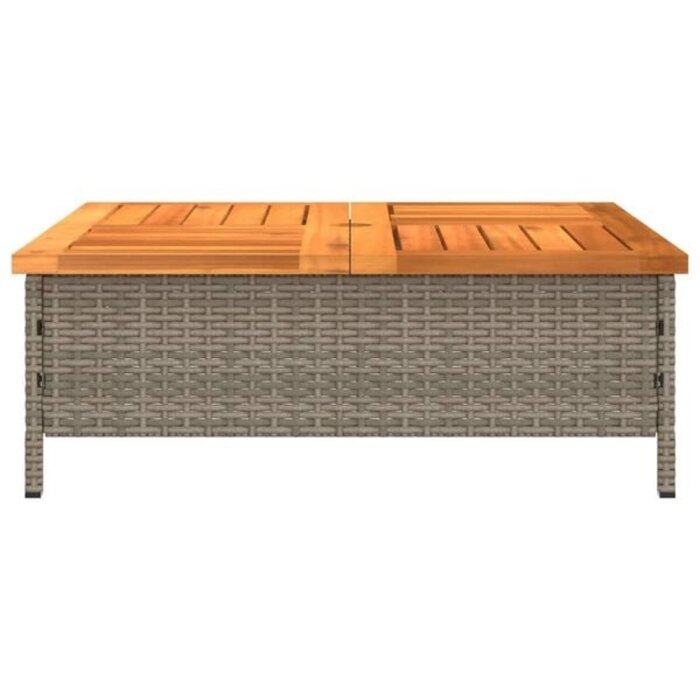 Vidaxl Gartentisch 70x70x25 cm Polyrattan Akazienholz Grau - 34% Rabatt