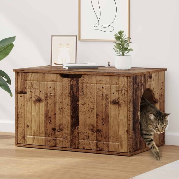 Vidaxl Katzenhaus in Altholz-Optik 85x55x50,5 cm - 34% Rabatt