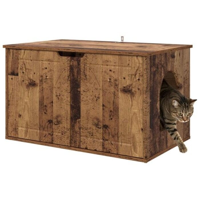 Vidaxl Katzenhaus in Altholz-Optik 85x55x50,5 cm - 34% Rabatt