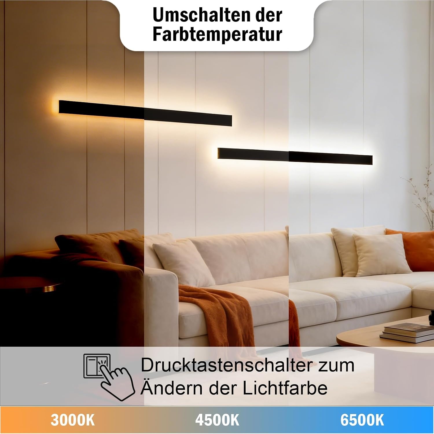 Moderne LED-Wandleuchte 60cm, Schwarz, 20W - 31% Rabatt - Ausgepackt