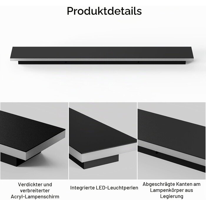 Moderne LED-Wandleuchte 60cm, Schwarz, 20W - 31% Rabatt - Ausgepackt
