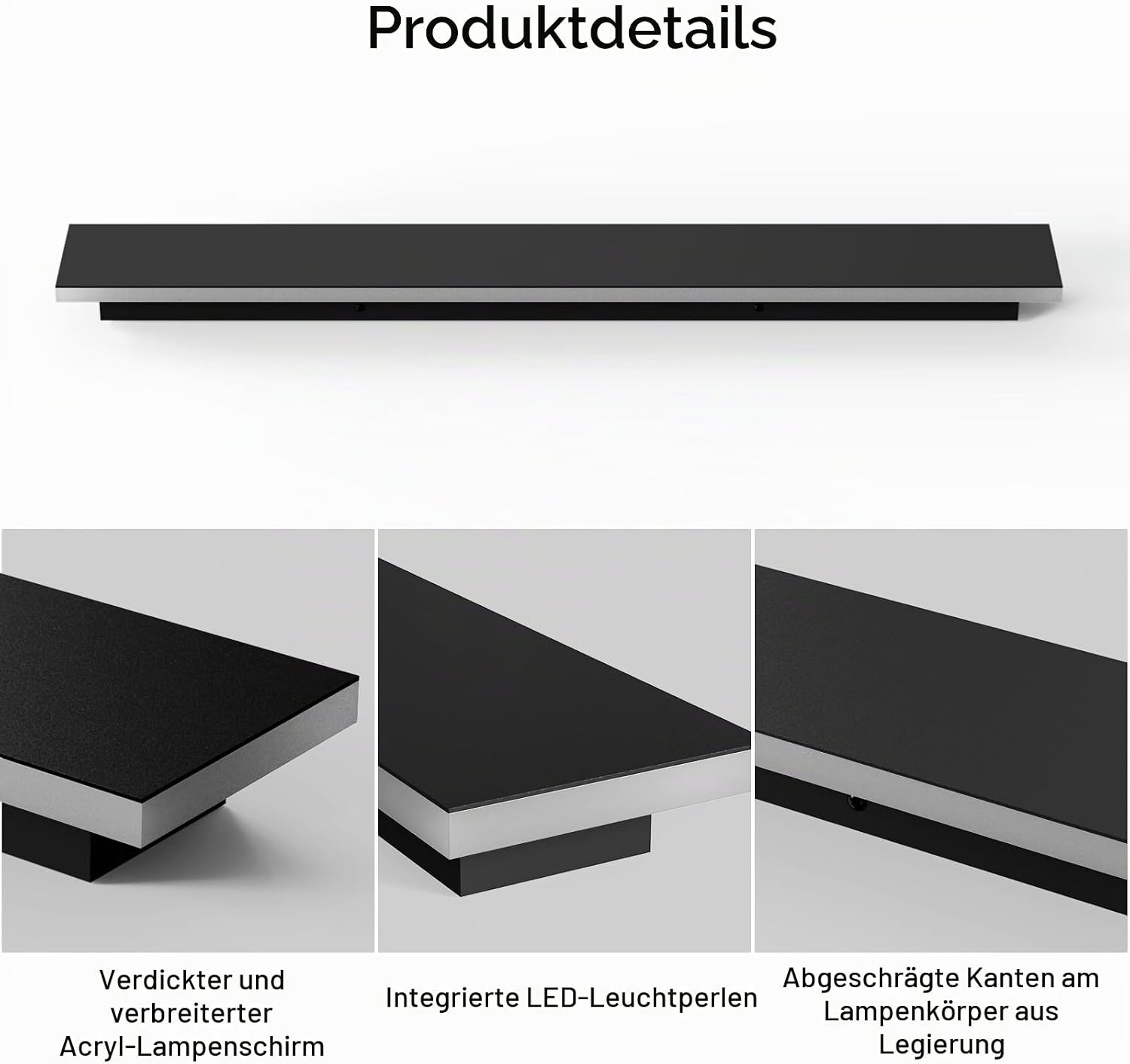 Moderne LED-Wandleuchte 60cm, Schwarz, 20W - 31% Rabatt - Ausgepackt