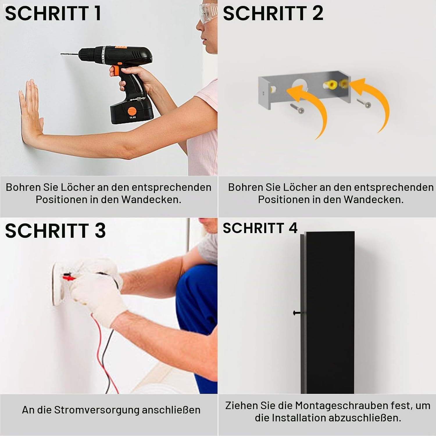 Moderne LED-Wandleuchte 60cm, Schwarz, 20W - 31% Rabatt - Ausgepackt
