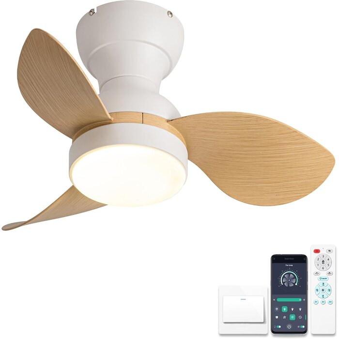 Deckenventilator 56 cm, LED, Fernbedienung, Holzoptik - 33% Rabatt