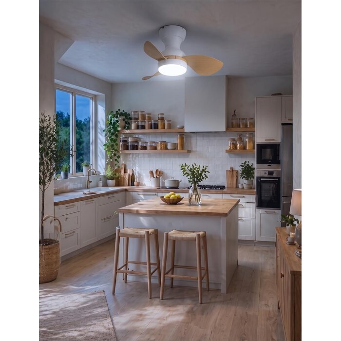 Deckenventilator 56 cm, LED, Fernbedienung, Holzoptik - 33% Rabatt