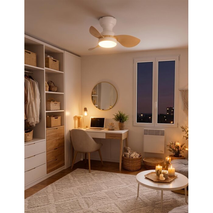 Deckenventilator 56 cm, LED, Fernbedienung, Holzoptik - 33% Rabatt