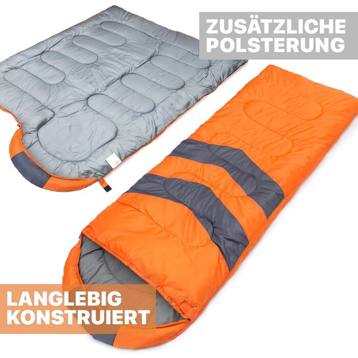 3-Jahreszeiten Schlafsack, Orange, 220 x 75 cm, 27% Rabatt