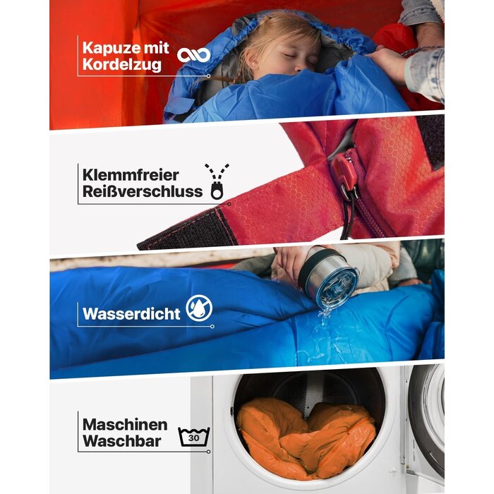 3-Jahreszeiten Schlafsack, Orange, 220 x 75 cm, 27% Rabatt