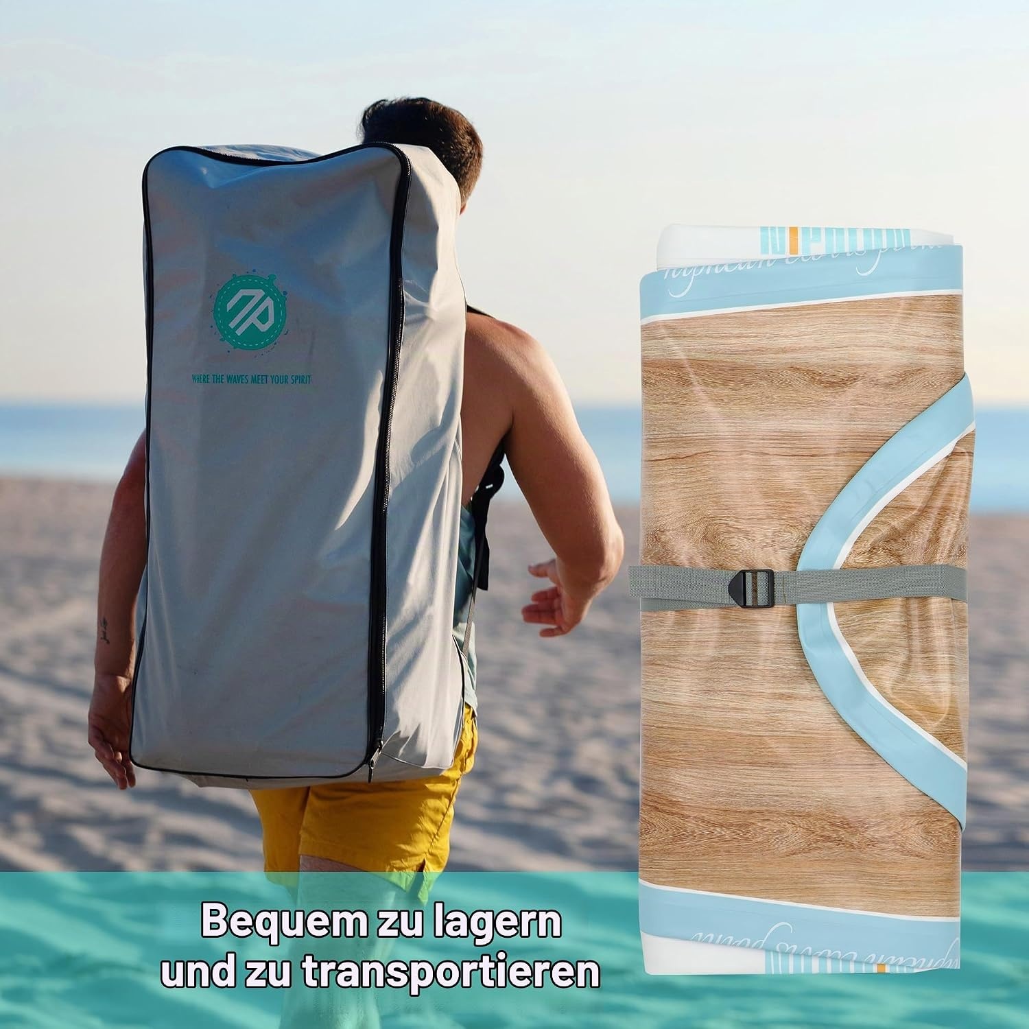 Aufblasbares Stand-Up-Paddleboard 320 cm - Cool Mint Wood - 35% Rabatt
