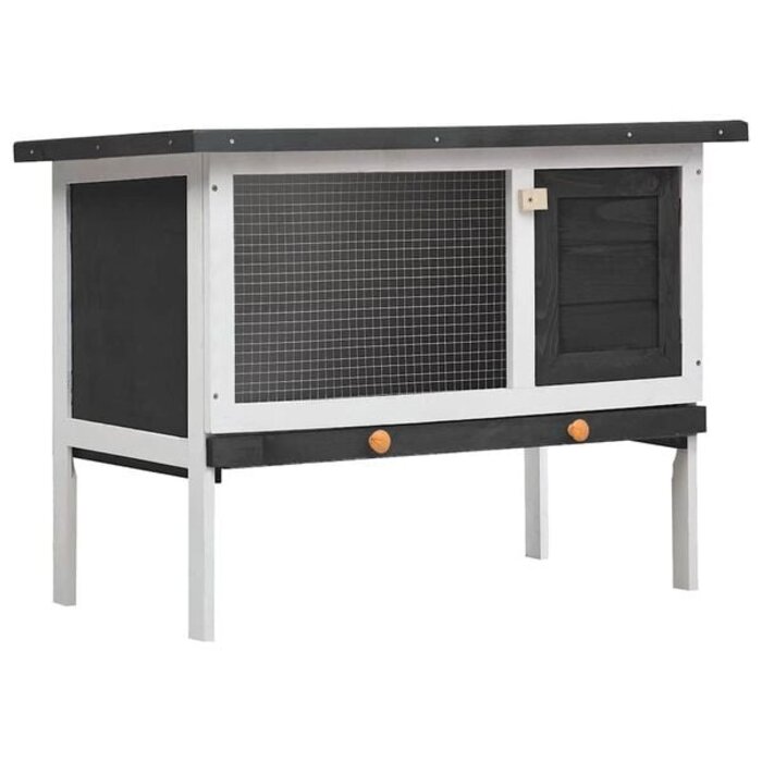 Kaninchenstall 90x45x65 cm aus Kiefernholz, Grau - 33% Rabatt