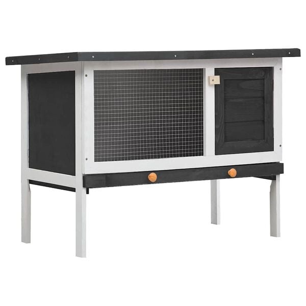 Kaninchenstall 90x45x65 cm aus Kiefernholz, Grau - 33% Rabatt