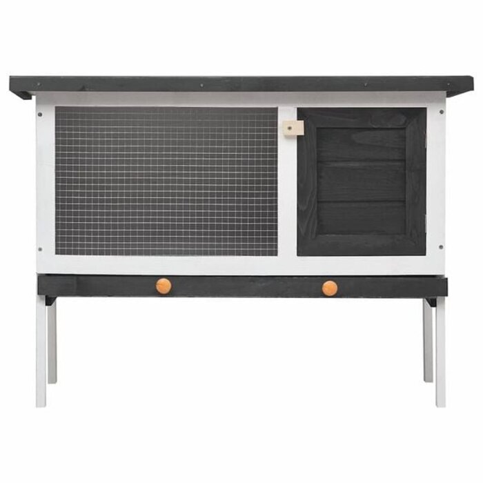 Kaninchenstall 90x45x65 cm aus Kiefernholz, Grau - 33% Rabatt
