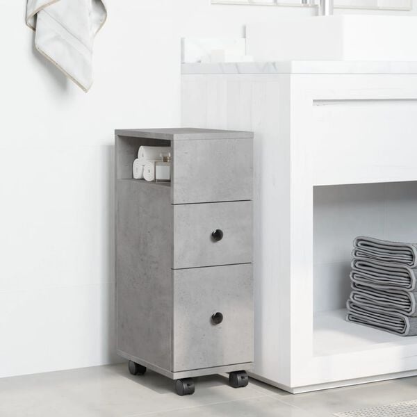 Schmaler Roll-Badezimmerschrank in Betonoptik - 33% Rabatt