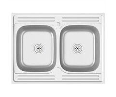 Vidaxl Doppelspülbecken Edelstahl 800x600mm mit Abtropffläche - 52% Rabatt