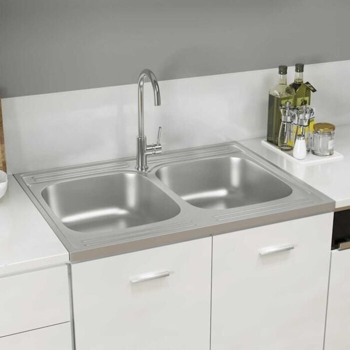 Doppelspülbecken Edelstahl 800x600 mm - 35% Rabatt