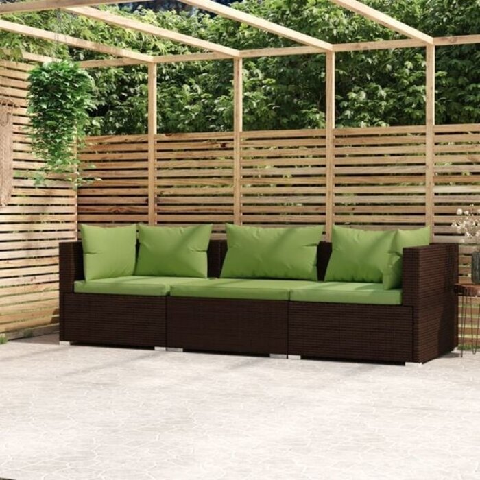 3-Sitzer Gartensofa aus PE-Rattan Braun - 35% Rabatt