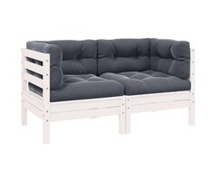 Vidaxl Gartenbank 2-Sitzer Weiß mit Kissen - 52% Rabatt - Massivholz