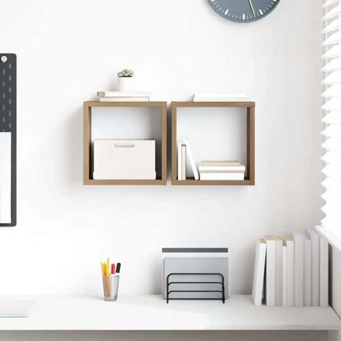 Wandregal-Set 2-teilig, Artisan Eiche Optik, 26x26cm - 31% Rabatt