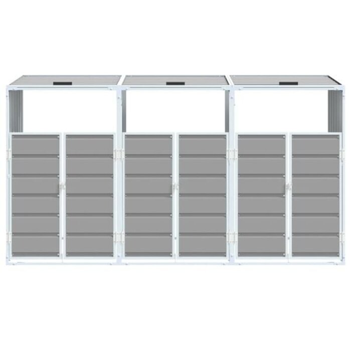 Mülltonnenbox für 3 Tonnen Stahl Grau - 37% Rabatt