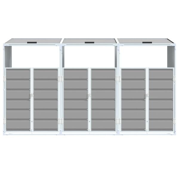 Mülltonnenbox für 3 Tonnen Stahl Grau - 37% Rabatt