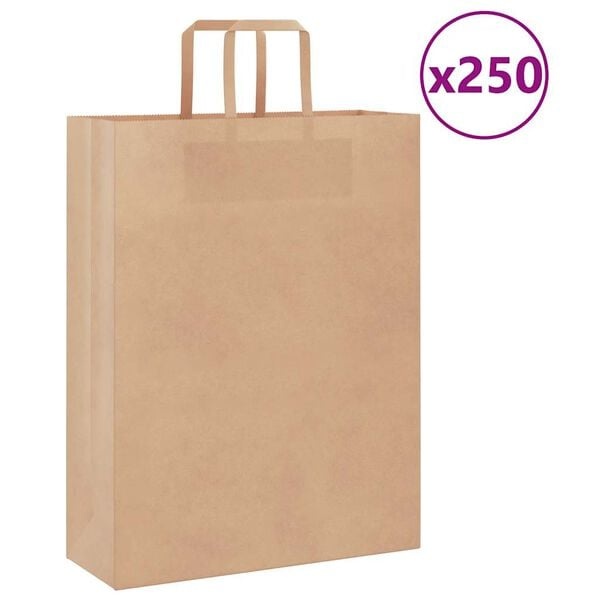 250x Kraftpapier-Tragetaschen, 32x12x42cm, Braun - 33% Rabatt