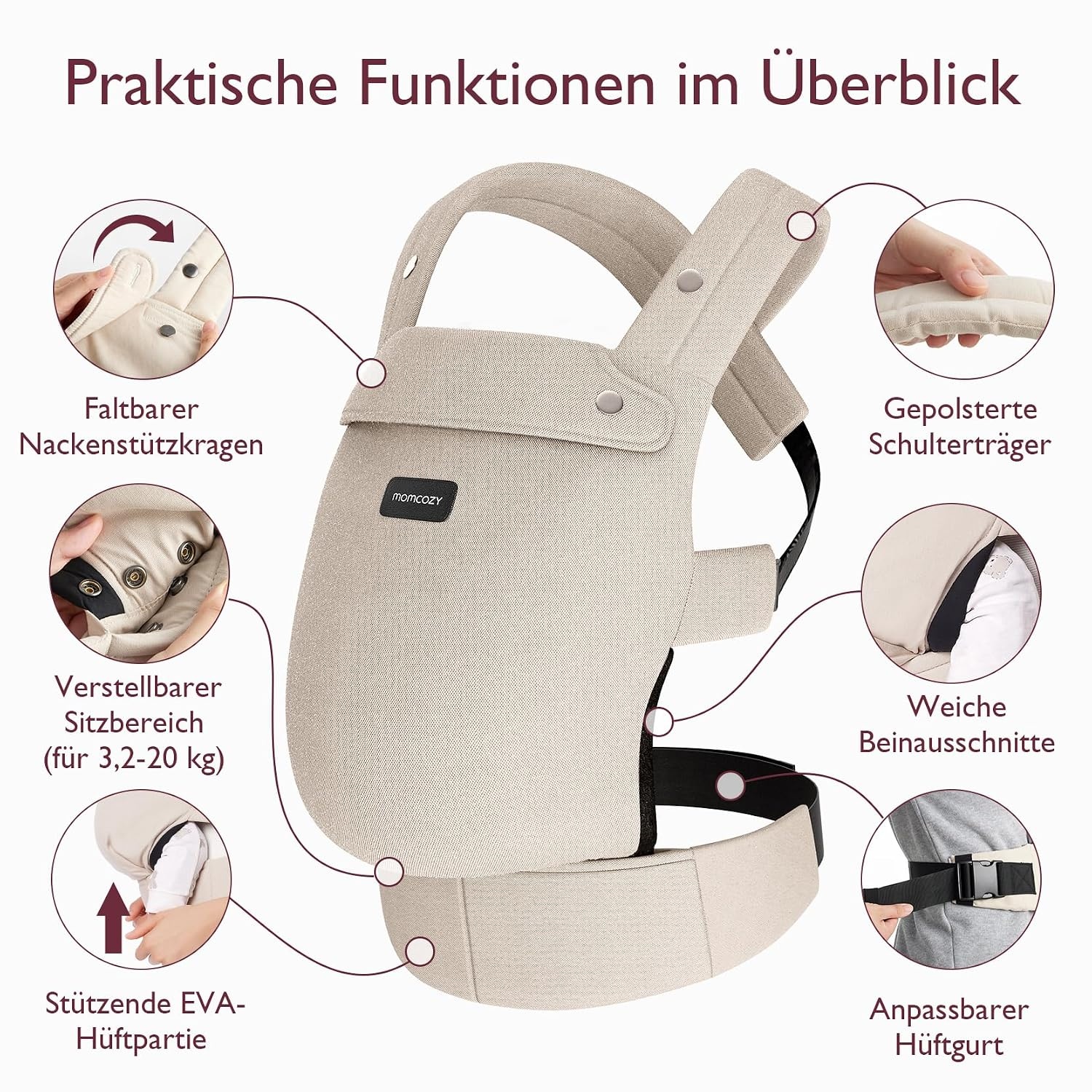 Amazon Ergonomische Babytrage Khaki (3,2-20 kg) - 33% Rabatt