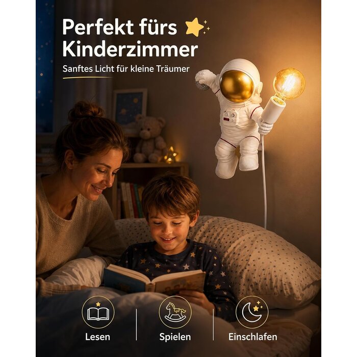Astronaut Kinder-Wandlampe, Weiß, 32 cm - 34% Rabatt