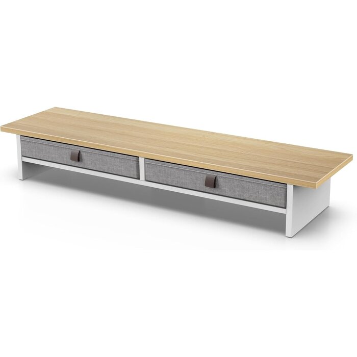 Monitorständer 2 Ebenen Eiche 90cm mit Schubladen - 35% Rabatt