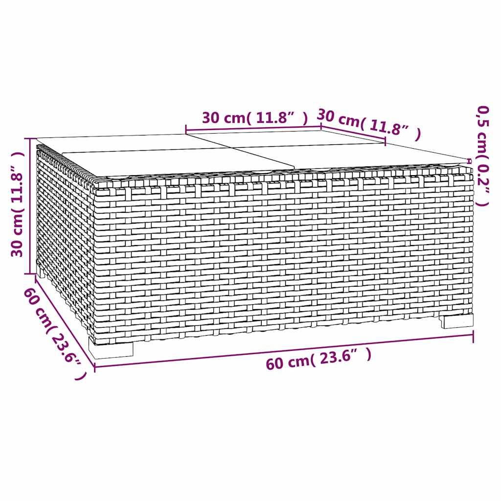 Vidaxl Gartentisch 60x60x30 cm Polyrattan Schwarz - 35% Rabatt