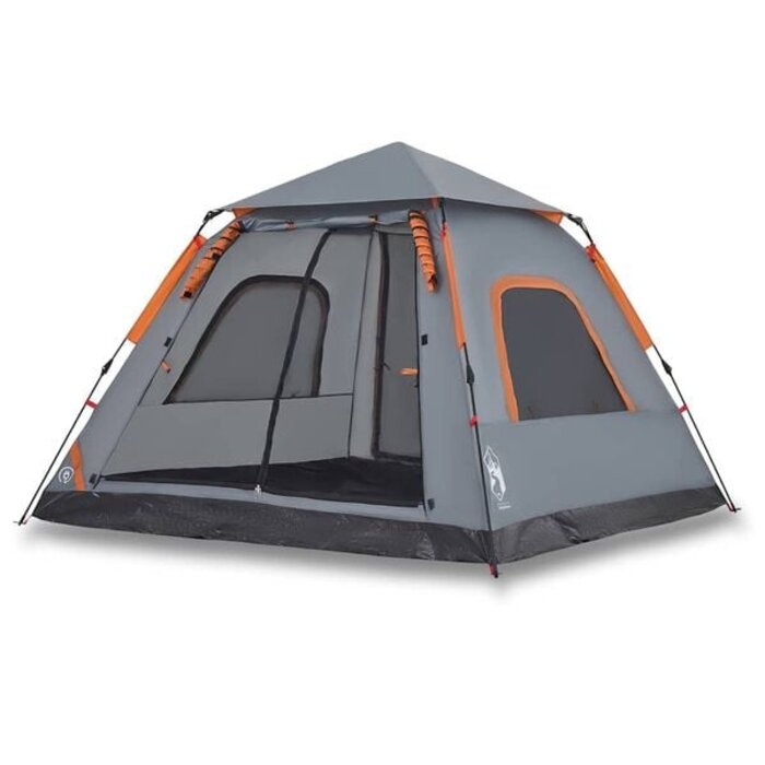 Vidaxl 5-Personen-Kuppelzelt mit Schnellaufbausystem - Grau/Orange - 35% Rabatt